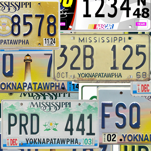 Collage of vehicle license plates
